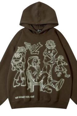 Style Core Aesthetics, New Style Trends - Sweat à Capuche Oversize Graphique 'We Vaguely Feel Many'