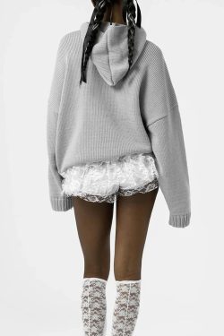 Style Core Aesthetics, New Style Trends - Tall Embroidered Knitted Hoodie