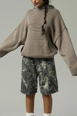 Style Core Aesthetics, New Style Trends - Tall Embroidered Knitted Hoodie