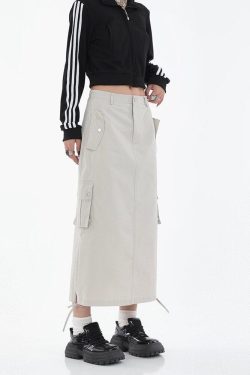 Style Core Aesthetics, New Style Trends - Tech Parachute Maxi Skirt