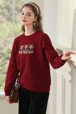 Style Core Aesthetics, New Style Trends - Teddy Bears Embroidered Sweatshirt