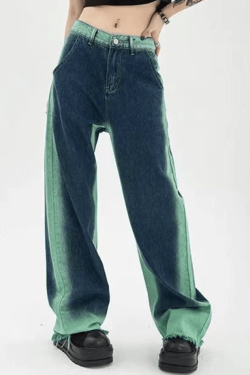 Style Core Aesthetics, New Style Trends - Tie Dye Distressed Baggy Boyfriend Jeans