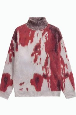 Style Core Aesthetics, New Style Trends - Tie Dye Turtle Neck Knitted Sweater