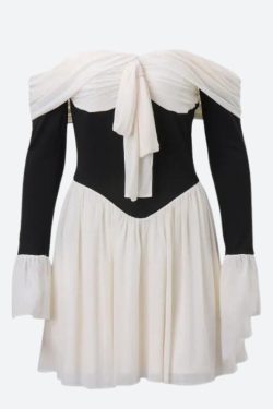 Style Core Aesthetics, New Style Trends - Tie Front Off Shoulder Corset Mini Dress