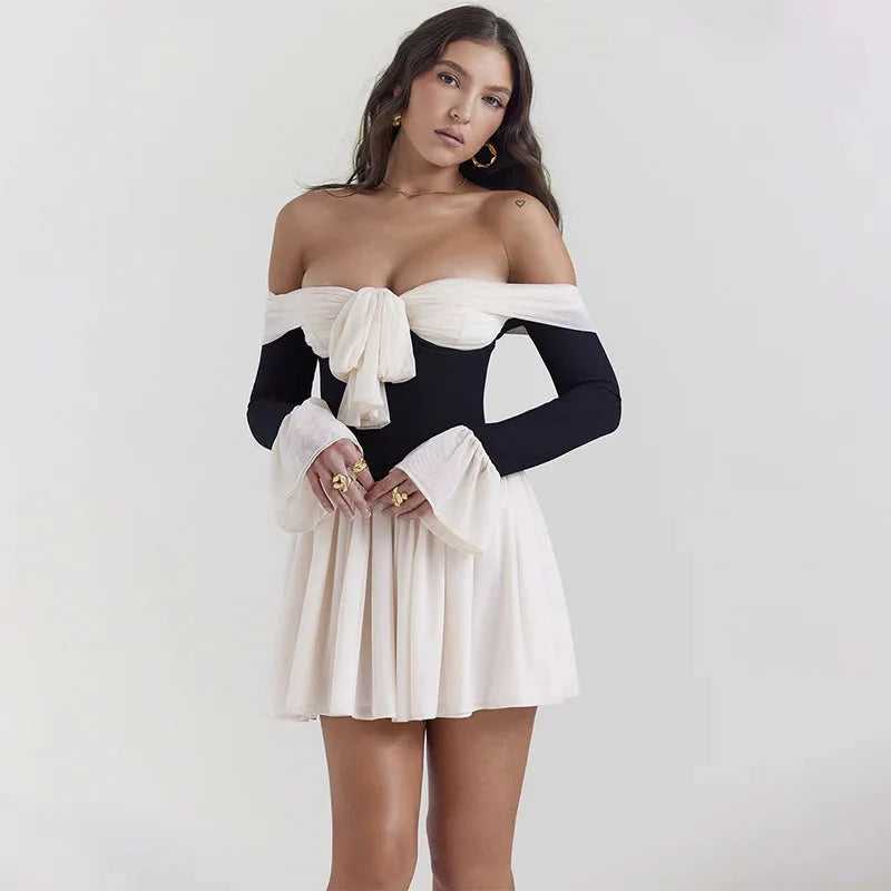 Style Core Aesthetics, New Style Trends - Tie Front Off Shoulder Corset Mini Dress Style Core Aesthetics, New Style Trends - Tie Front Off Shoulder Corset Mini Dress