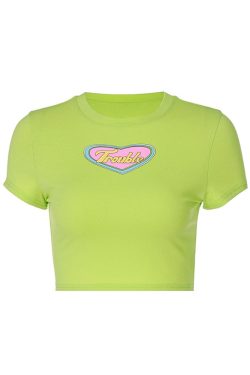 Style Core Aesthetics, New Style Trends - Trouble Crop Top in Green