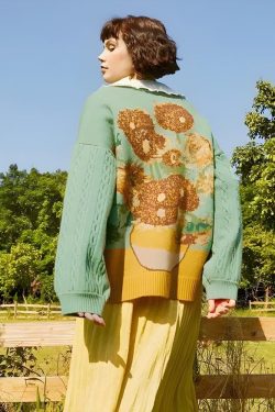 Style Core Aesthetics, New Style Trends - Van Gogh Sunflowers Cardigan