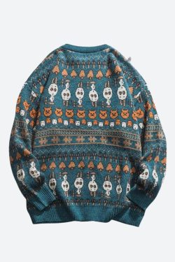 Style Core Aesthetics, New Style Trends - Vintage Animal Figures Knitted Sweater