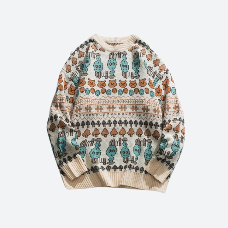 Style Core Aesthetics, New Style Trends - Vintage Animal Figures Knitted Sweater Style Core Aesthetics, New Style Trends - Vintage Animal Figures Knitted Sweater