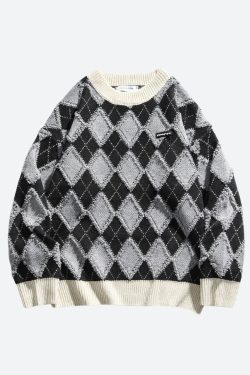 Style Core Aesthetics, New Style Trends - Vintage Argyle Knitted Sweater