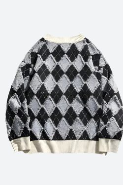Style Core Aesthetics, New Style Trends - Vintage Argyle Knitted Sweater