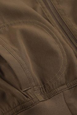 Style Core Aesthetics, New Style Trends - Vintage Brown Zip Up Slim Short Jacket