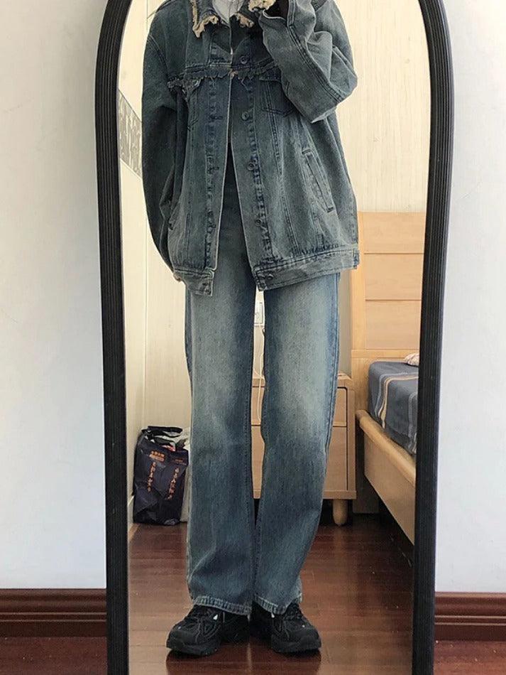Style Core Aesthetics, New Style Trends - Vintage Denim Raw Edge Embellished Jacket Style Core Aesthetics, New Style Trends - Vintage Denim Raw Edge Embellished Jacket