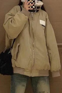 Style Core Aesthetics, New Style Trends - Vintage Fuzzy Collar Zip Up Jacket