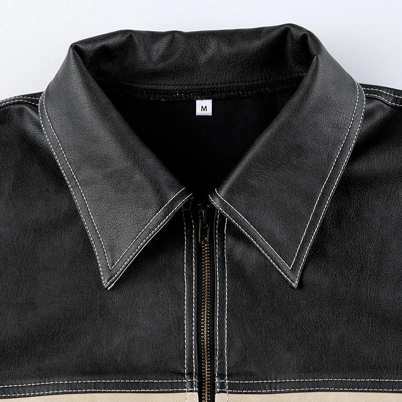 Style Core Aesthetics, New Style Trends - Vintage Grunge Biker Zip-Up Faux Leather Jacket Style Core Aesthetics, New Style Trends - Vintage Grunge Biker Zip-Up Faux Leather Jacket