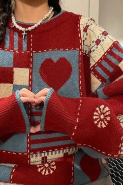 Style Core Aesthetics, New Style Trends - Vintage Heart Pattern Sweater
