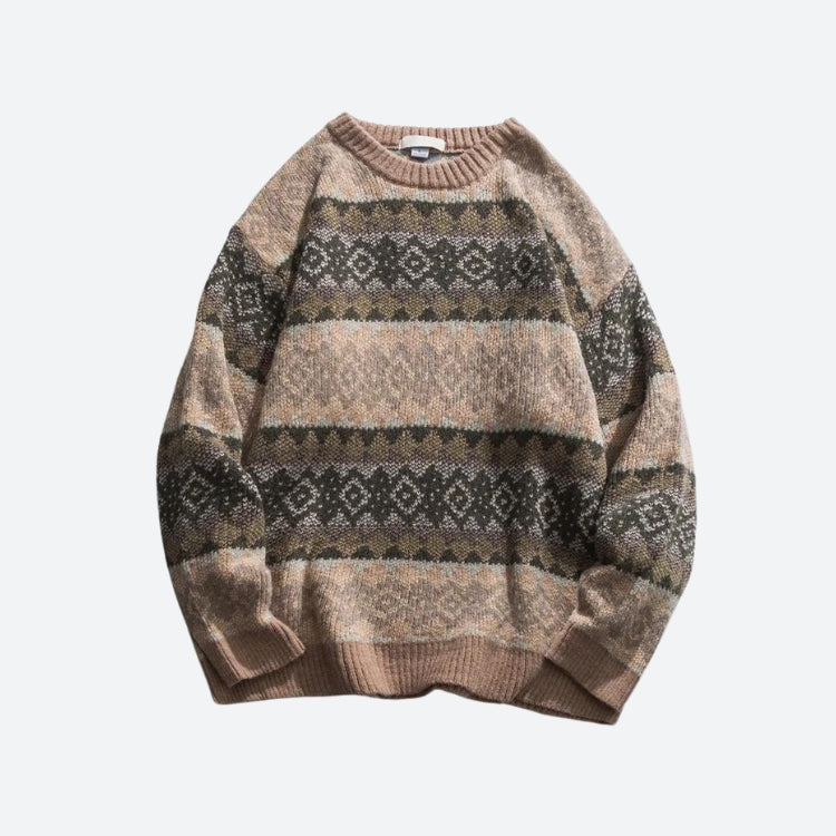 Style Core Aesthetics, New Style Trends - Vintage Jacquard Knitted Sweater Style Core Aesthetics, New Style Trends - Vintage Jacquard Knitted Sweater