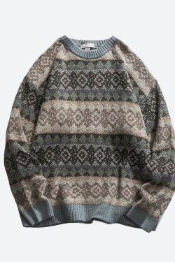 Style Core Aesthetics, New Style Trends - Vintage Jacquard Knitted Sweater