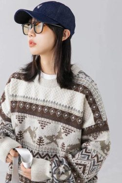 Style Core Aesthetics, New Style Trends - Vintage Rabbits Knitted Sweater