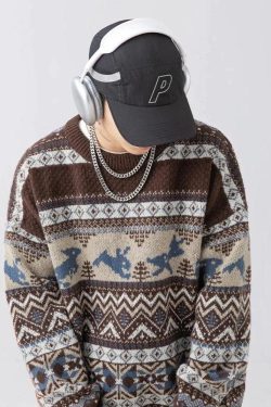 Style Core Aesthetics, New Style Trends - Vintage Rabbits Knitted Sweater