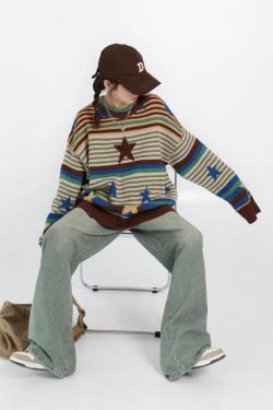 Style Core Aesthetics, New Style Trends - Vintage Star Printed Knit Sweater