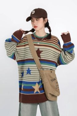 Style Core Aesthetics, New Style Trends - Vintage Star Printed Knit Sweater