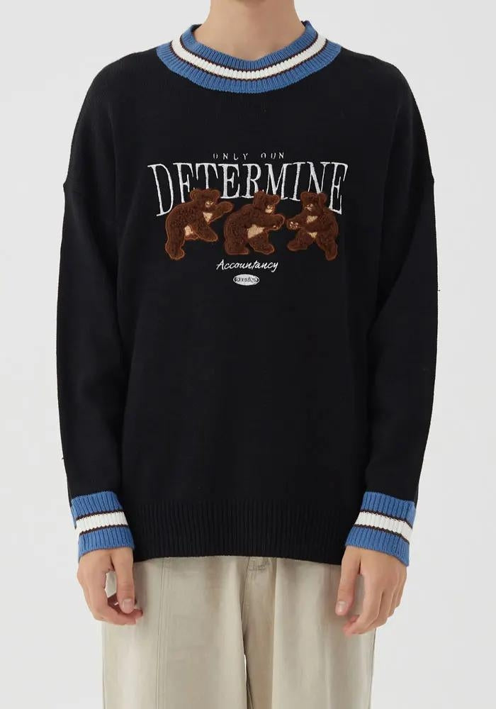Style Core Aesthetics, New Style Trends - Vintage Teddy Embroidered Knitted Sweater Style Core Aesthetics, New Style Trends - Vintage Teddy Embroidered Knitted Sweater