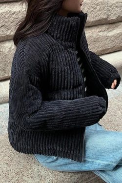 Style Core Aesthetics, New Style Trends - Vintage Zip Up Corduroy Padded Jacket