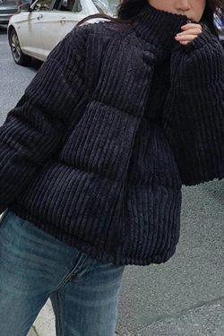 Style Core Aesthetics, New Style Trends - Vintage Zip Up Corduroy Padded Jacket