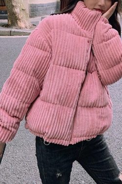 Style Core Aesthetics, New Style Trends - Vintage Zip Up Corduroy Padded Jacket