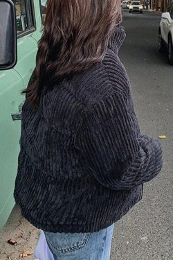 Style Core Aesthetics, New Style Trends - Vintage Zip Up Corduroy Padded Jacket