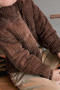 Style Core Aesthetics, New Style Trends - Vintage Zip Up Corduroy Padded Jacket