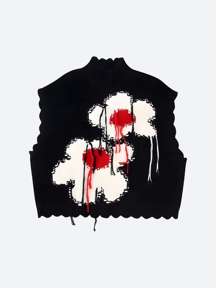 Style Core Aesthetics, New Style Trends - Weirdcore Flower Embroidered Knitted Sweater Vest Style Core Aesthetics, New Style Trends - Weirdcore Flower Embroidered Knitted Sweater Vest