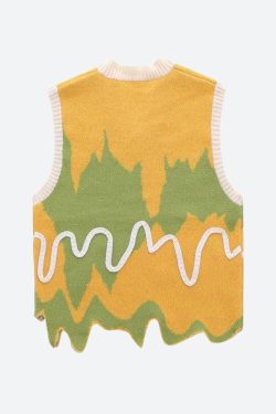 Style Core Aesthetics, New Style Trends - Weirdcore Wavy Striped Sweater Vest