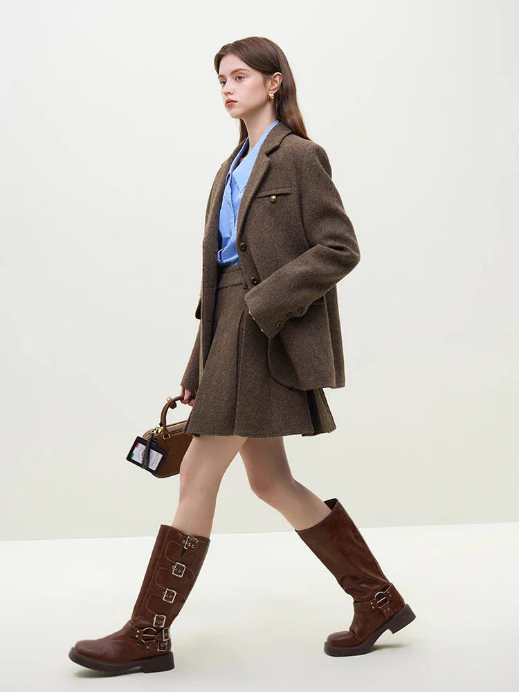 Style Core Aesthetics, New Style Trends - Wool Blazer Jacket & Mini Skirt Two Piece Set Style Core Aesthetics, New Style Trends - Wool Blazer Jacket & Mini Skirt Two Piece Set