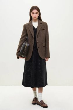 Style Core Aesthetics, New Style Trends - Wool Blazer Jacket & Mini Skirt Two Piece Set