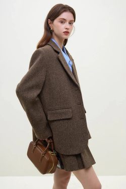 Style Core Aesthetics, New Style Trends - Wool Blazer Jacket & Mini Skirt Two Piece Set