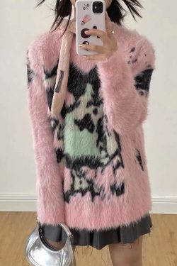 Style Core Aesthetics, New Style Trends - Y2K Aesthetic Fuzzy Sweater