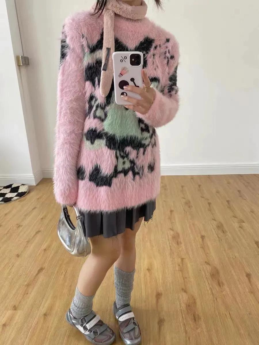 Style Core Aesthetics, New Style Trends - Y2K Aesthetic Fuzzy Sweater Style Core Aesthetics, New Style Trends - Y2K Aesthetic Fuzzy Sweater