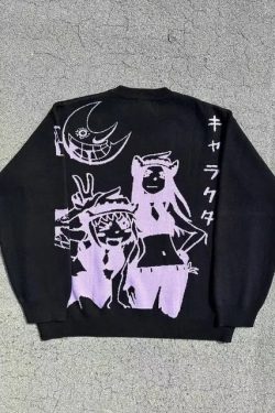Style Core Aesthetics, New Style Trends - Y2K Anime Knitted Sweater