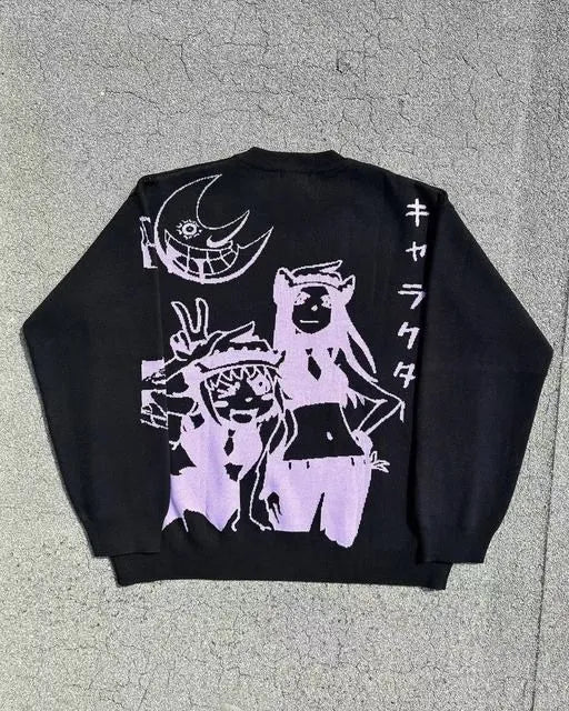 Style Core Aesthetics, New Style Trends - Y2K Anime Knitted Sweater Style Core Aesthetics, New Style Trends - Y2K Anime Knitted Sweater