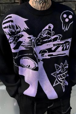 Style Core Aesthetics, New Style Trends - Y2K Anime Knitted Sweater