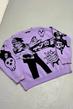 Style Core Aesthetics, New Style Trends - Y2K Anime Knitted Sweater