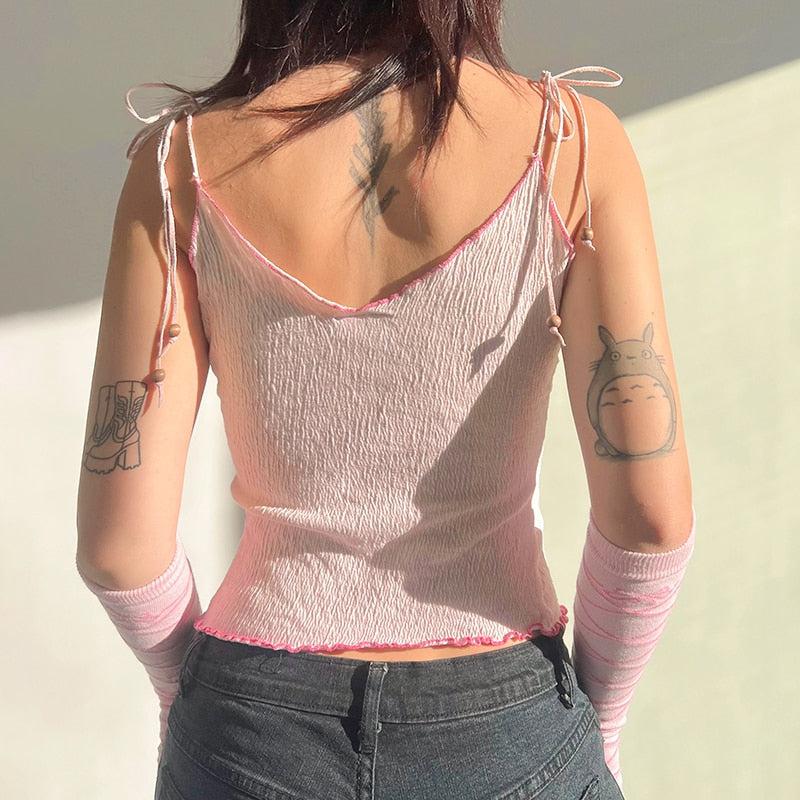 Style Core Aesthetics, New Style Trends - Y2K Butterfly Pink Crop Top Style Core Aesthetics, New Style Trends - Y2K Butterfly Pink Crop Top