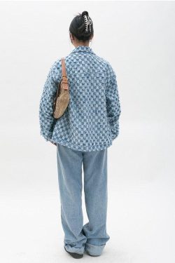 Style Core Aesthetics, New Style Trends - Y2K Checkered Zip Up Jacket