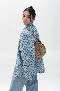 Style Core Aesthetics, New Style Trends - Y2K Checkered Zip Up Jacket