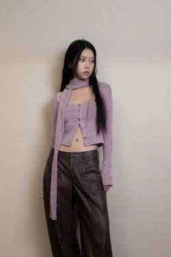 Style Core Aesthetics, New Style Trends - Y2K Corduroy Cropped Scarf Cardigan