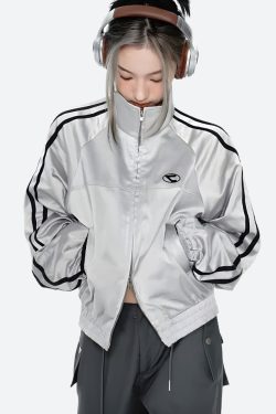 Style Core Aesthetics, New Style Trends - Y2K Cyberpunk Reflective Double Zip-Up Jacket