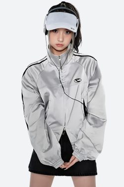 Style Core Aesthetics, New Style Trends - Y2K Cyberpunk Reflective Double Zip-Up Jacket