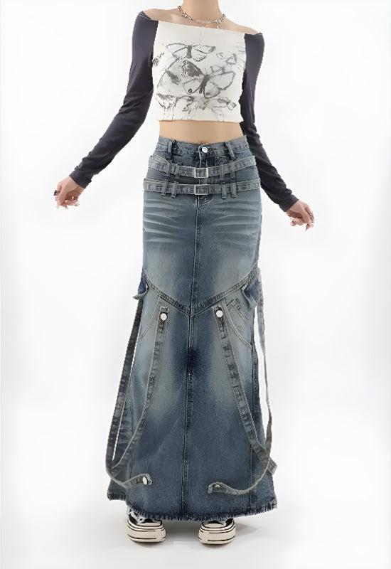 Style Core Aesthetics, New Style Trends - Y2K Denim Maxi Skirt Style Core Aesthetics, New Style Trends - Y2K Denim Maxi Skirt